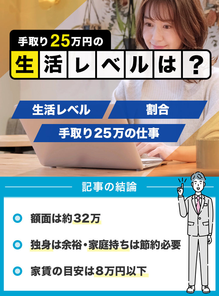 手取り25万の年収・額面は？