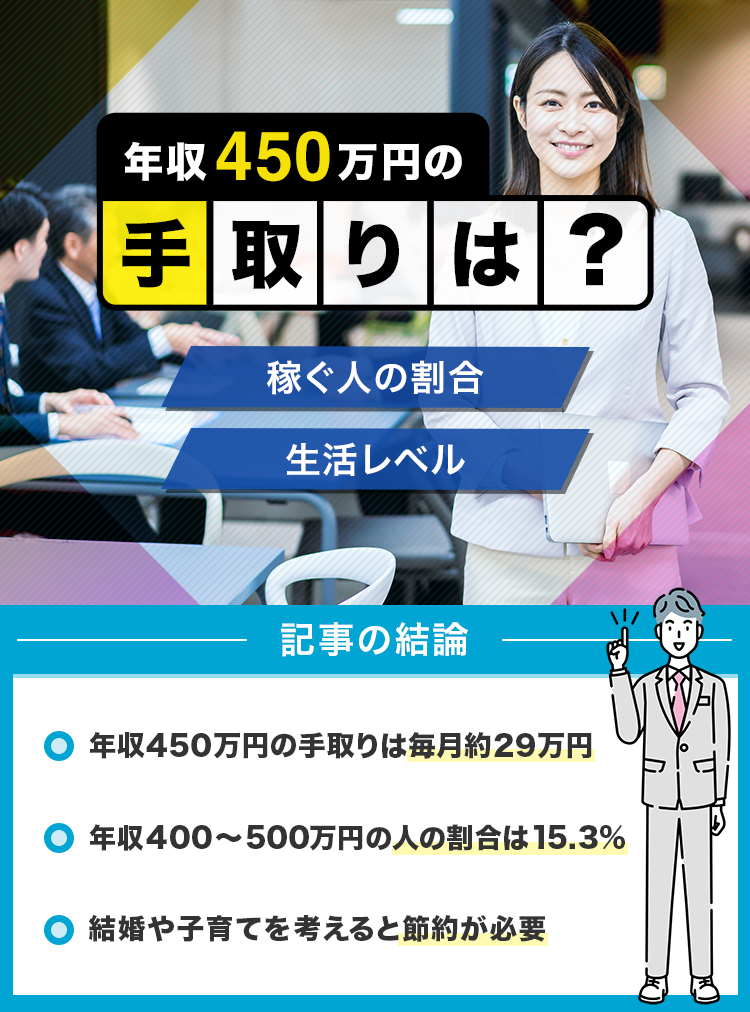 年収450万円の手取りは？