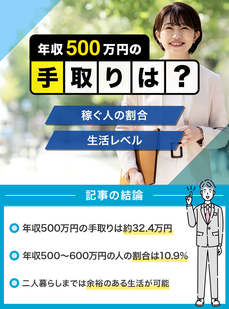 年収500万円の手取りはいくら？