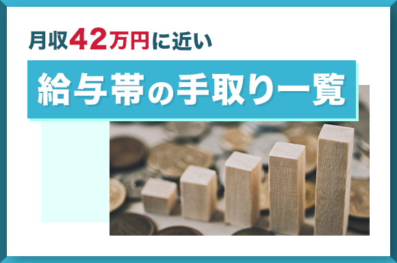 月収42万円に近い給与帯の手取り一覧