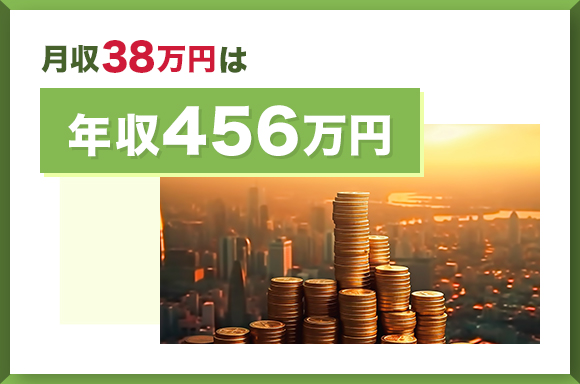 月収38万円は年収456万円