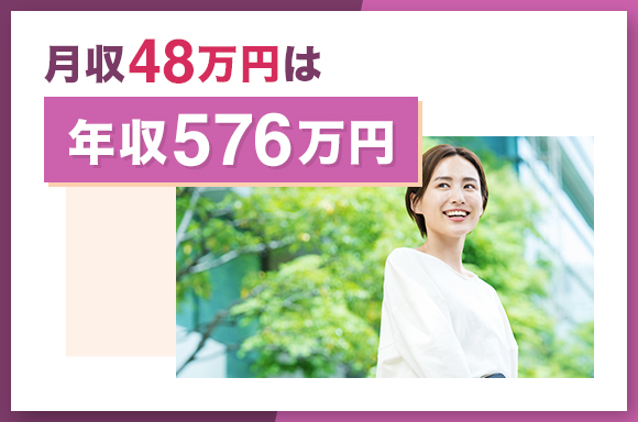 月収48万円は年収576万円