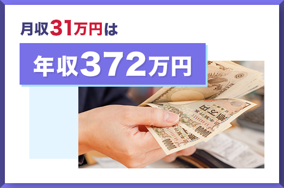 月収31万円は年収372万円