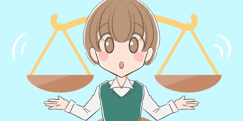 天秤にかけて比較している人のイラスト