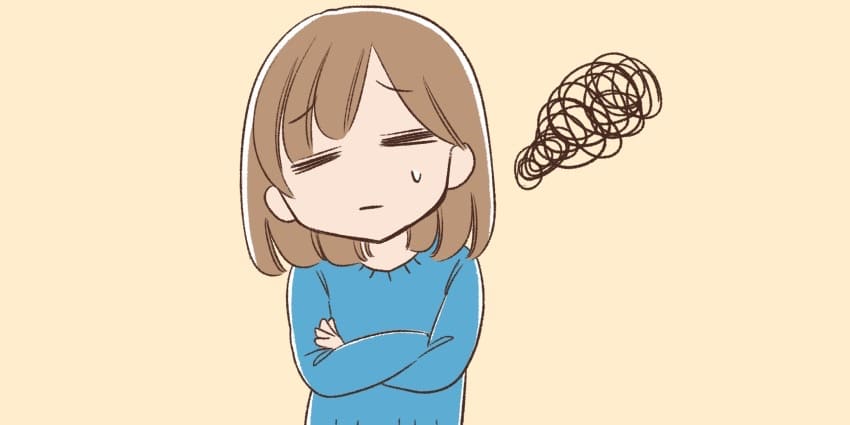 もやもやしている人のイラスト