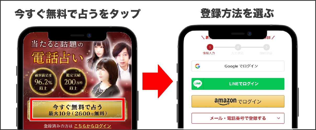 電話占いカリス 会員登録①