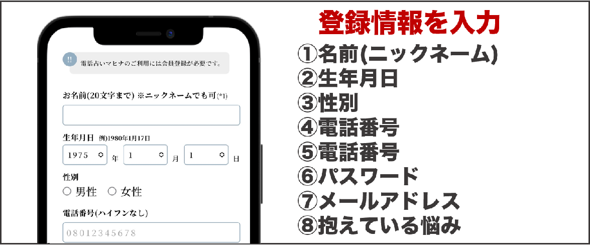 電話占いマヒナ 登録手順②