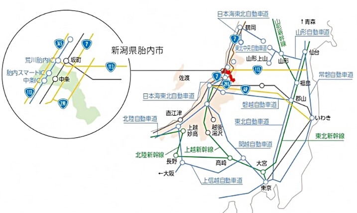 胎内市の交通アクセス