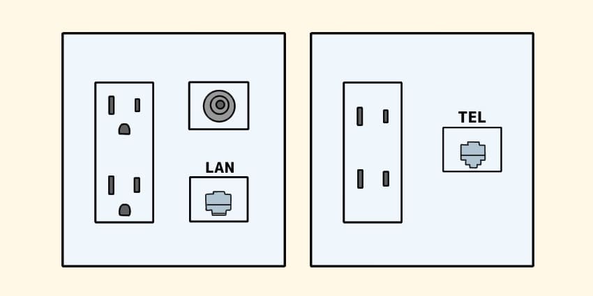 LANケーブル・電話線の差込口のイラスト