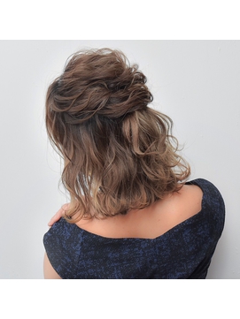 編み込みハーフアップ