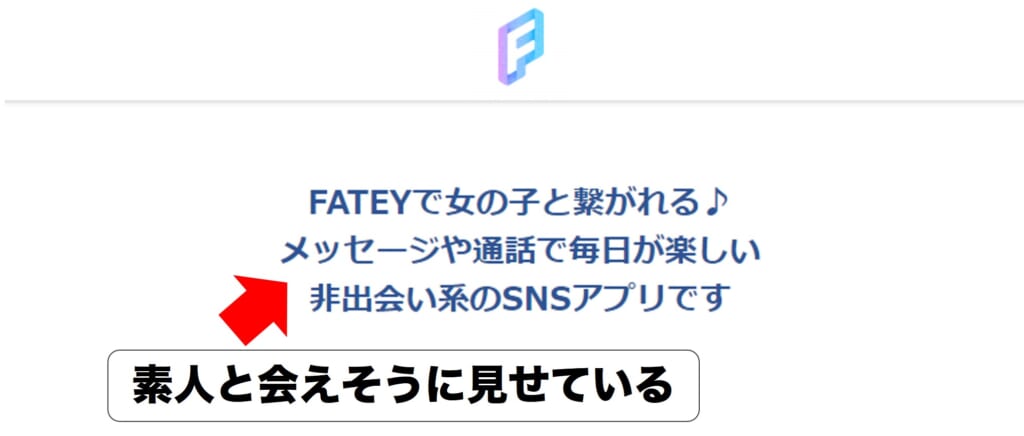 FATEYの公式サイトで素人と会えそうに見せている部分抜粋