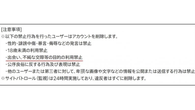 App Storeには出会い目的で利用禁止と記載