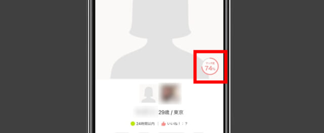 Omiaiは「マッチ度」で相手の条件と自分のプロフィールの一致度が分かる