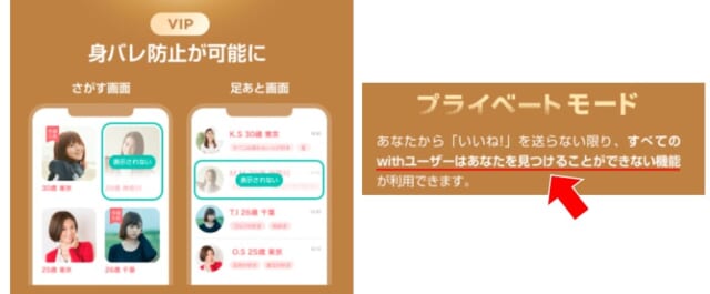withのプライベートモード機能説明