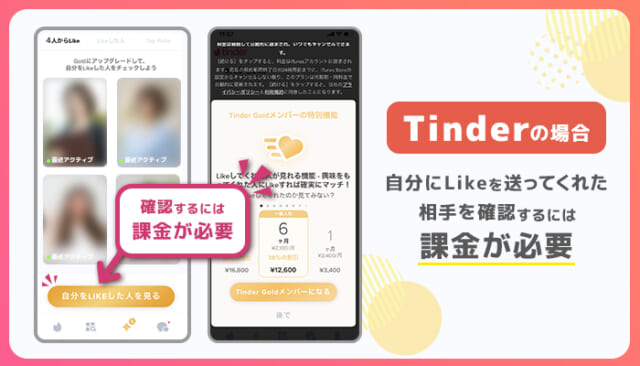 Tinder LIKEをくれた相手の確認には課金が必要