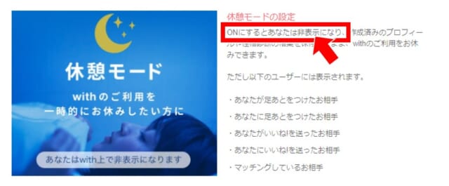 withの休憩モードの機能説明 画像