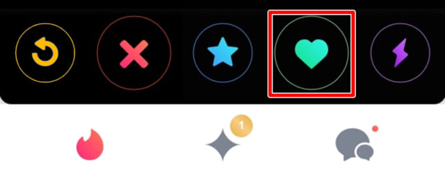 Tinder 緑のハートマーク LIKE