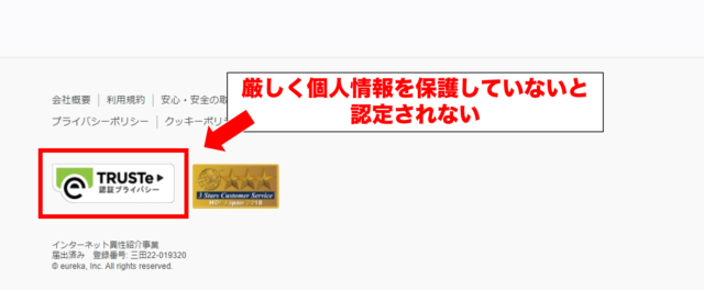 ペアーズのTRUSTeマーク