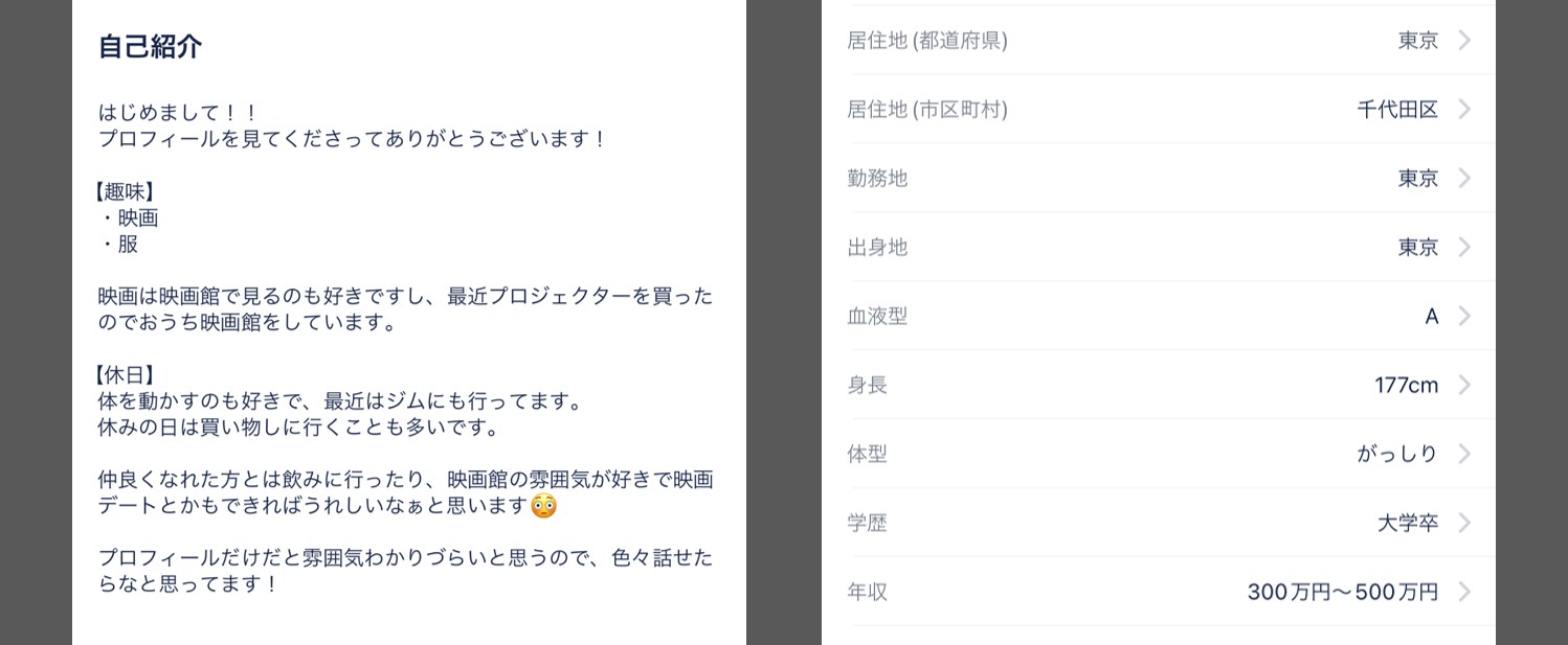 良いプロフィールの例