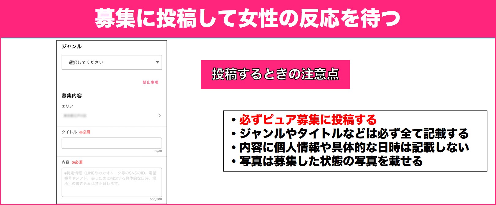 募集に投稿して女性の反応を待つ