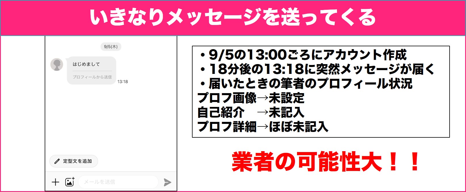 いきなりメッセージを送ってくる