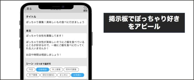 掲示板でぽっちゃり好きをアピール
