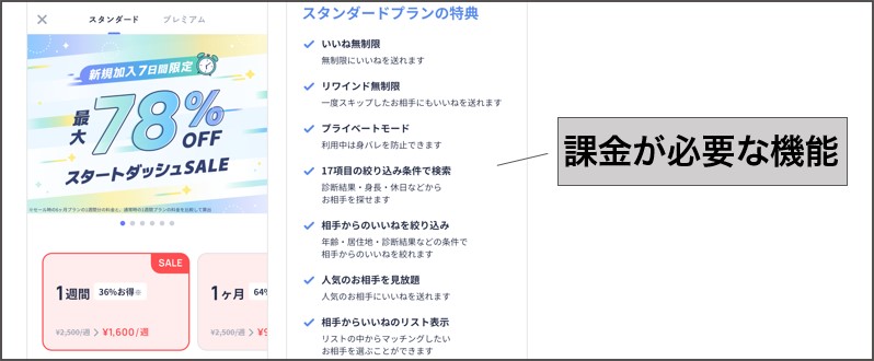 Koigramの課金メニュー