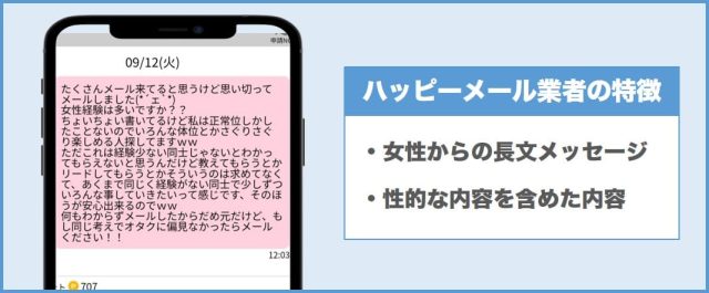 ハッピーメール業者の特徴⑥長文メール