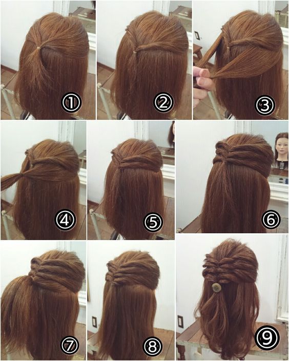 編み込み風ハーフアップ