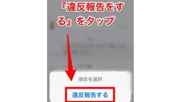 ③「違反報告をする」をタップ