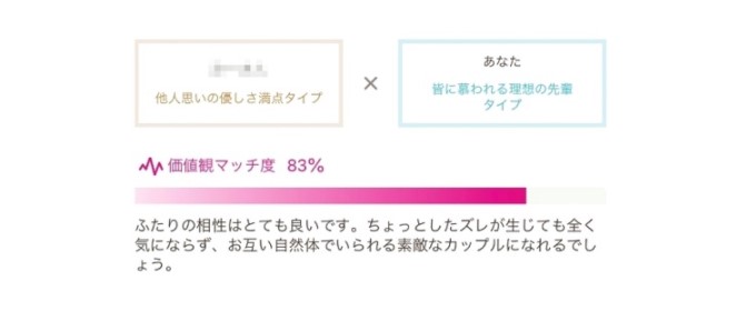 ゼクシィ縁結びの価値観マッチ画面