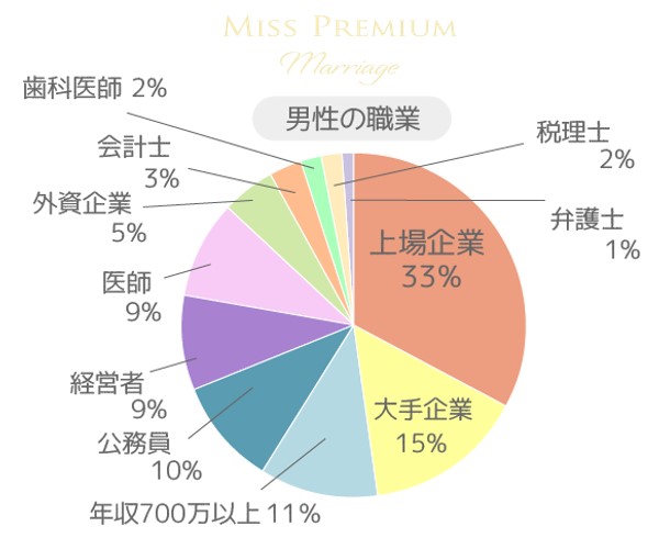 ミスプレミアムマリッジ　男性　職業　割合　一覧表