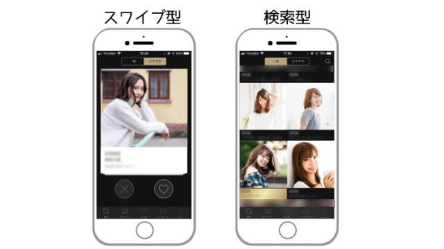 マッチングアプリ 相手探しの方法 「スワイプ型」「検索型」の画像