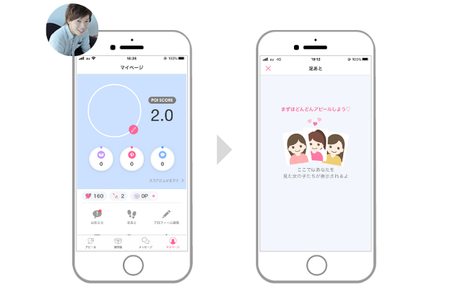 ポイボーイ　使い方　男性　足あと確認方法