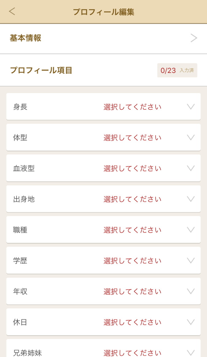 マリッシュ　使い方　プロフィール項目