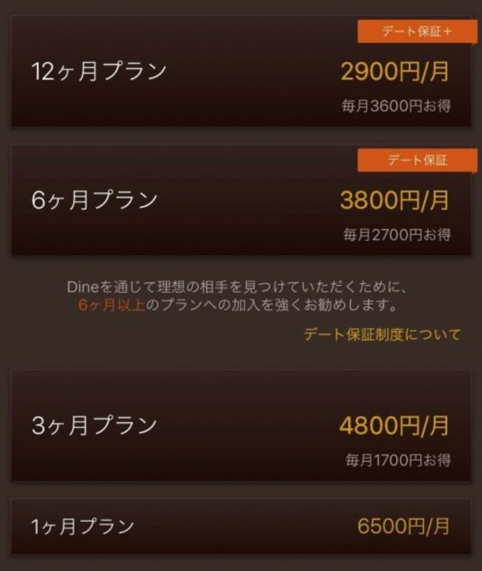 Dine 使い方 DineGold料金表