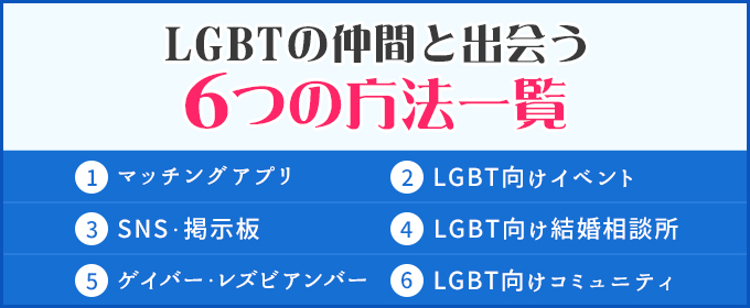 LGBTの仲間と出会う6つの方法一覧
