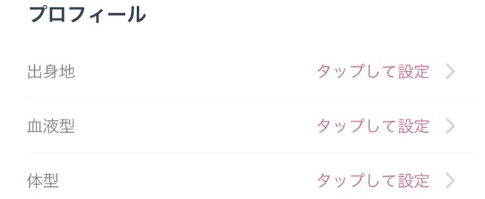 プロフィール設定画面