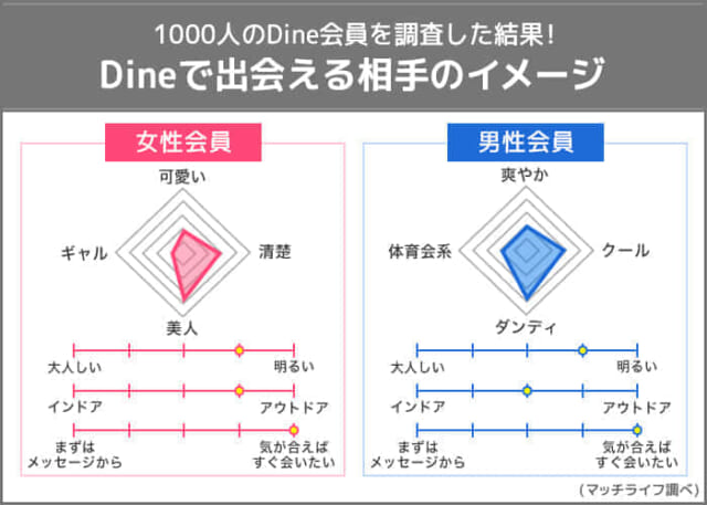 Dineで出会える相手のイメージ