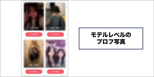タップル モデルレベルのプロフ写真