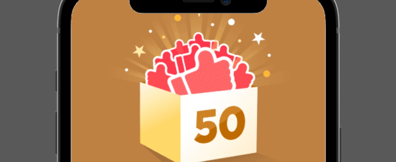 with 毎月のいいね!の付与が30から50に増える