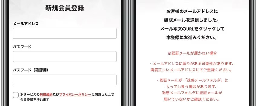 エクストレカ　メールアドレスの入力