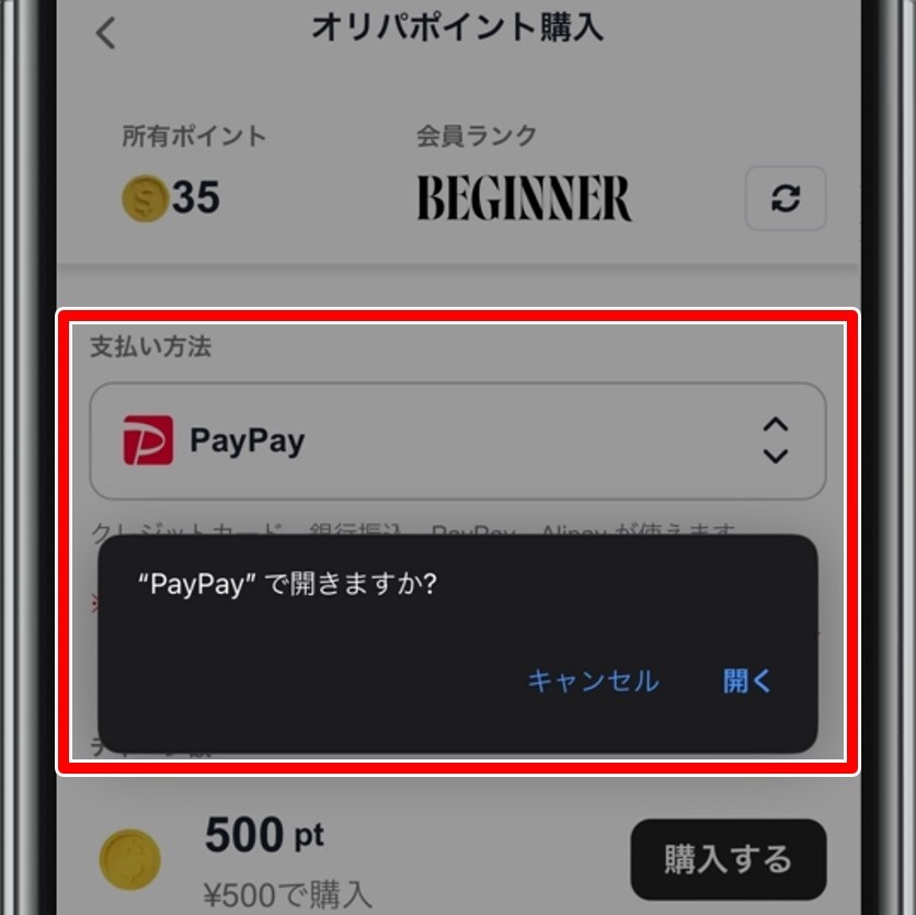 cloveオリパ　支払い方法　PayPay