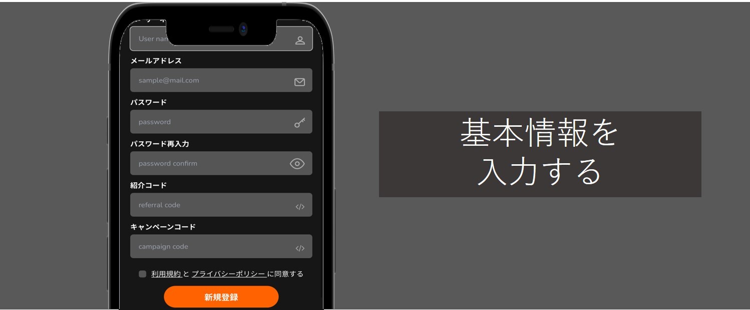 alphaオリパの登録方法➂-基本情報を入力