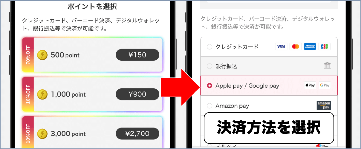 DOPA クーポンコードでポイント課金