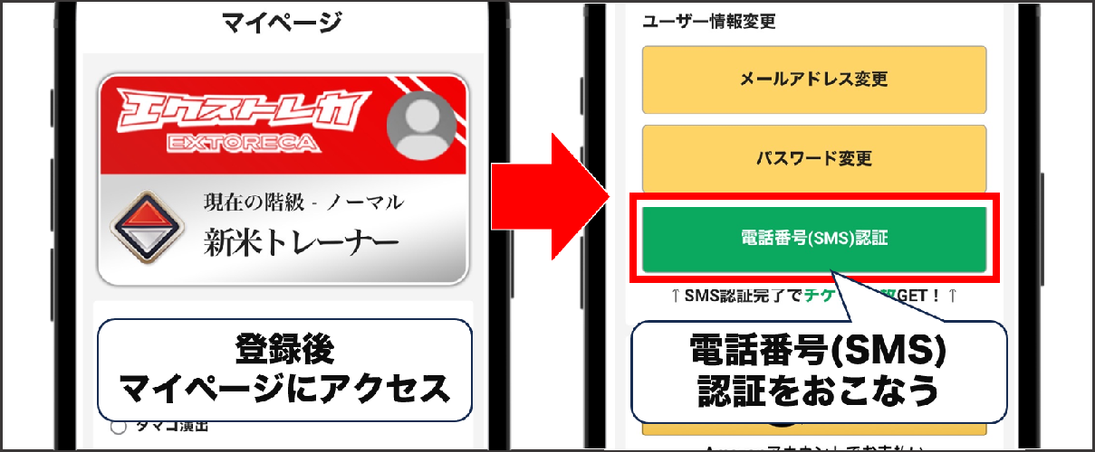 エクストレカ SMS認証の手順①