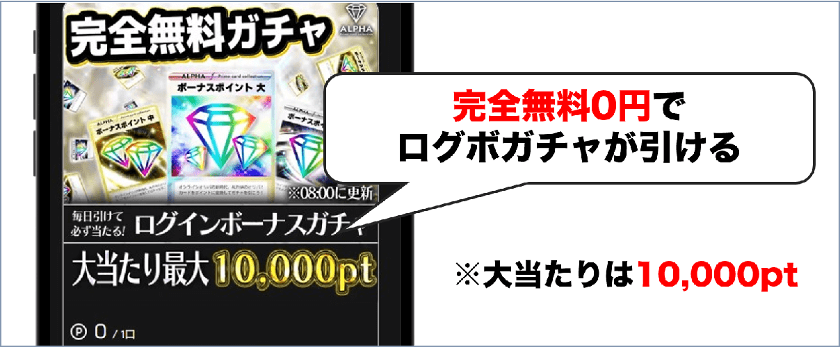 ALPHAオリパ 完全無料のログボガチャ