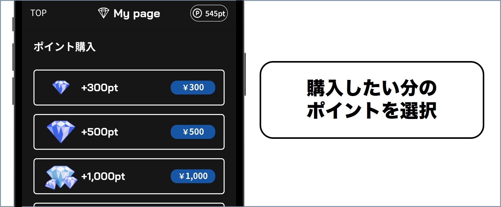 購入したいポイントを選択