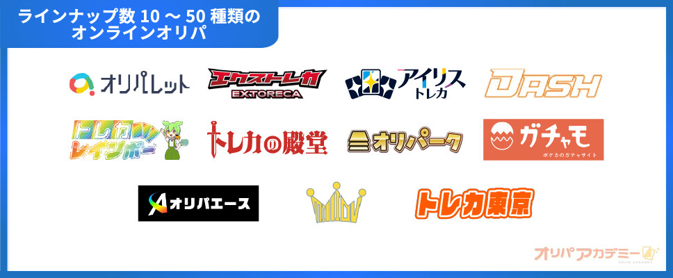 オンラインオリパカオスマップ__オリパのラインナップが10～50種類